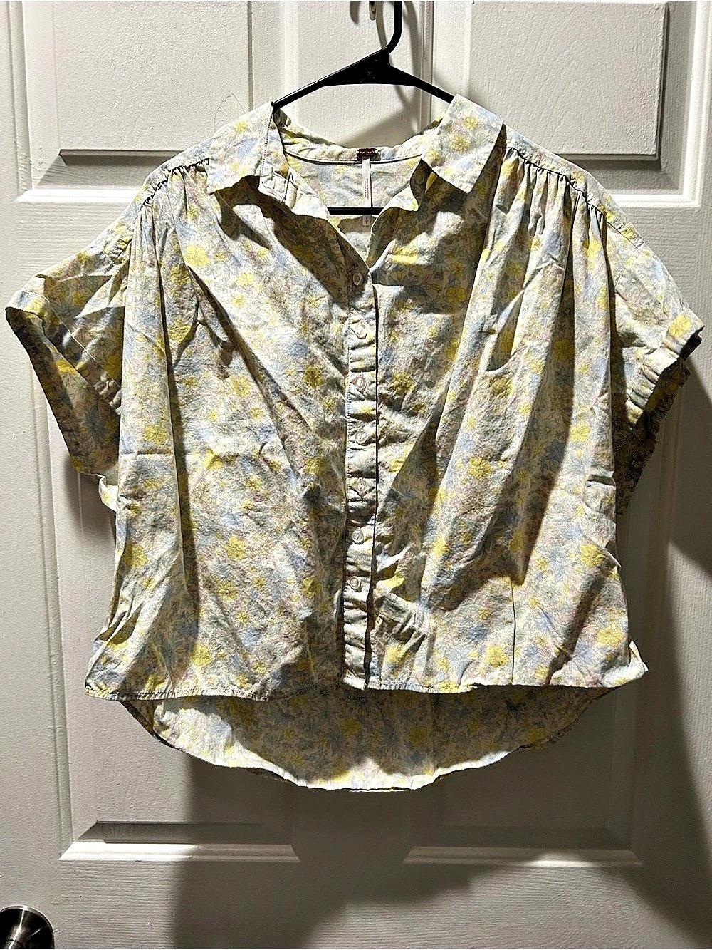 Free People Bring It Back Floral Cotton Button Front Blouse Size Small